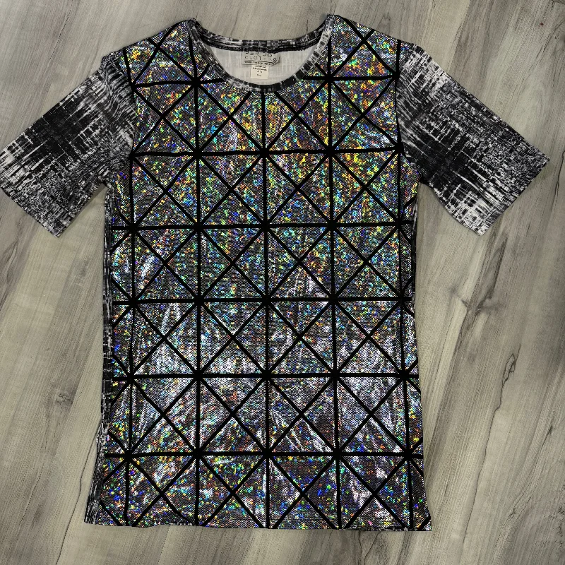 Men's Holographic Tee or T-shirt, Matrix Print w/Silver Glass Pane Shattered Glass Earthy Men's Sustainable 