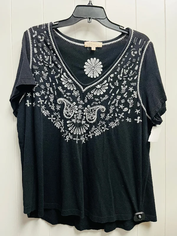 Top Short Sleeve By Philosophy In Black & White, Size: 2x Business