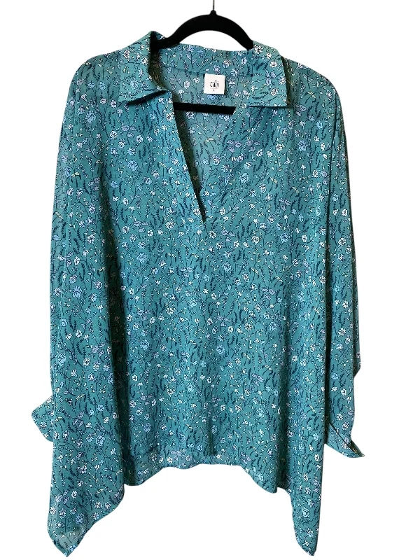 Top 3/4 Sleeve By Cabi In Floral Print, Size: L Cclassic Men's Tweed