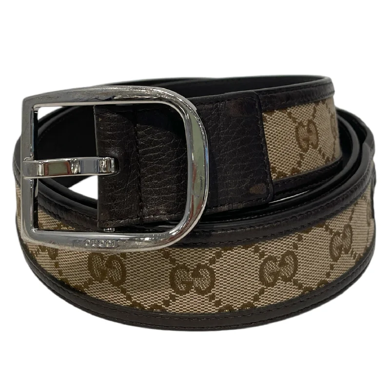 GUCCI/Belt/M/Monogram/Cotton/BRW/leather and cotton 49716-KY9LN Masculine Men's Thick