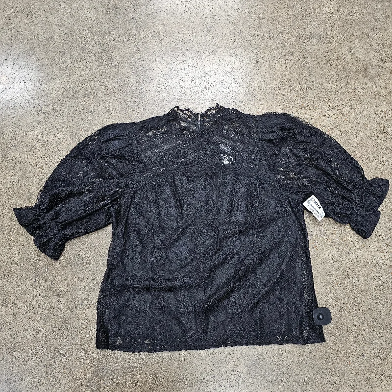 Top Short Sleeve By Express In Black, Size: L Monochromatic All