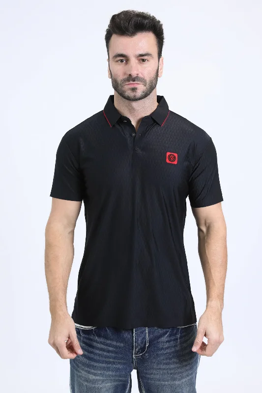 Men's Cotton Modern Fit Stretch Black Polo Elegant Men's Cashmere