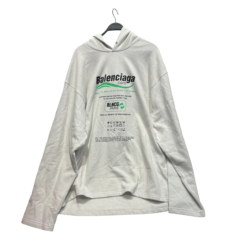 BALENCIAGA/Hoodie/M/Graphic/Cotton/WHT/RECYCLE HOODIE Modern Men's 