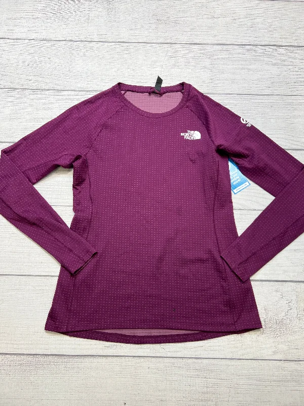 Athletic Top Long Sleeve Collar By The North Face In Purple, Size: M Gym
