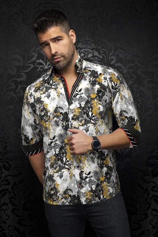 Au Noir Stretch Shirt | Ace Black Gold Dapper Men's Bow