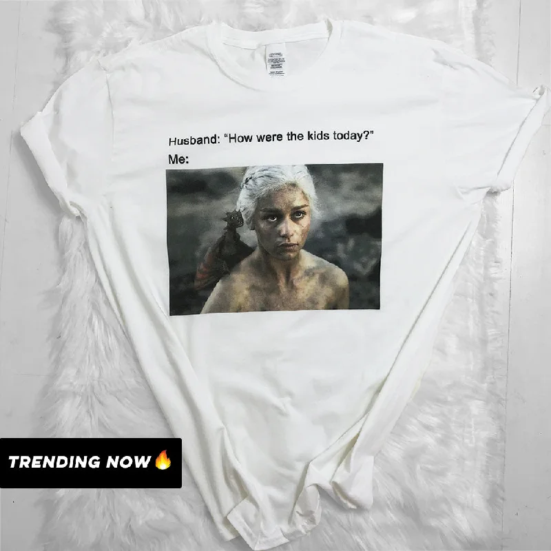 'How Were The Kids Today?' Parenting Meme White T-Shirt (MRK X) Trendy Men's Bucket