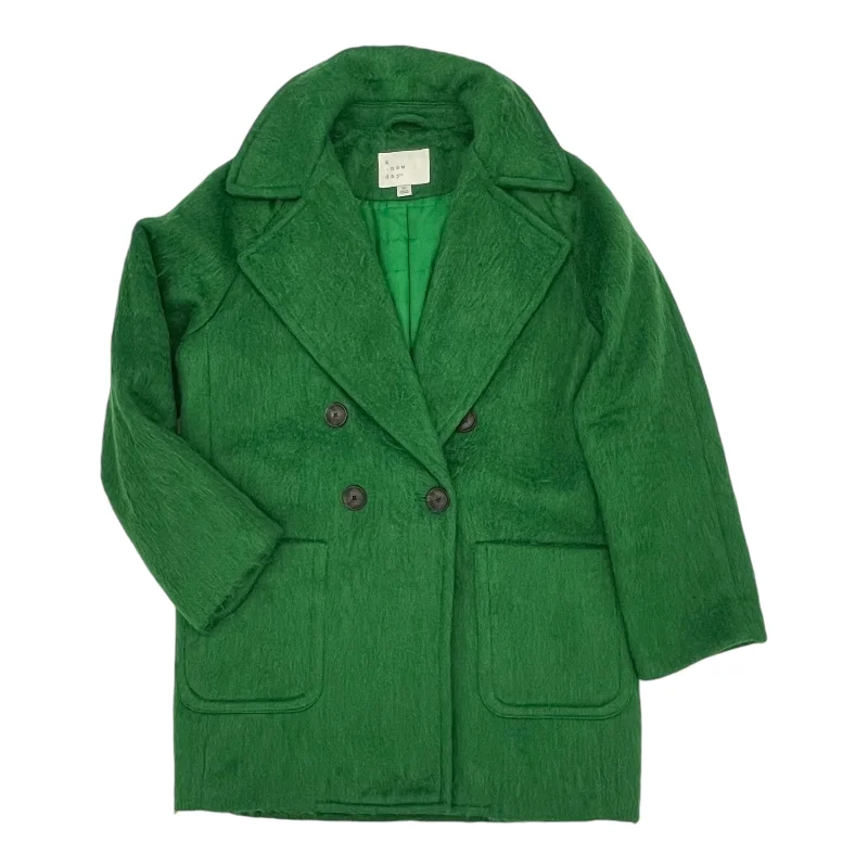Coat Peacoat By A New Day In Green, Size:Xs Modern Men's Geometric