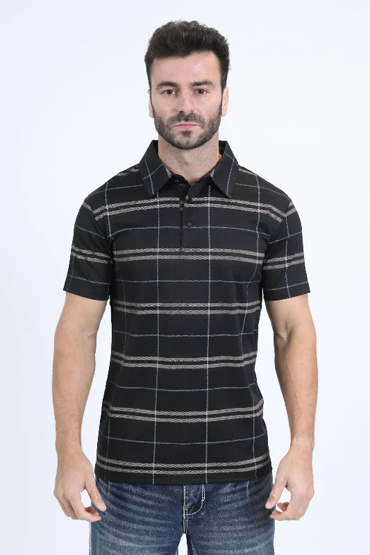 Men's Cotton Modern Fit Stretch Black Polo Minimalist Men's Casual 