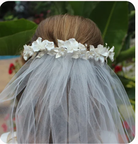 Floral Crown with Attached Veil Laid