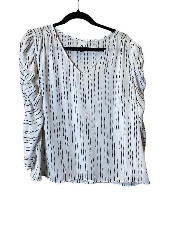 Top 3/4 Sleeve By Cabi In Black & White, Size: L Refined Men's European