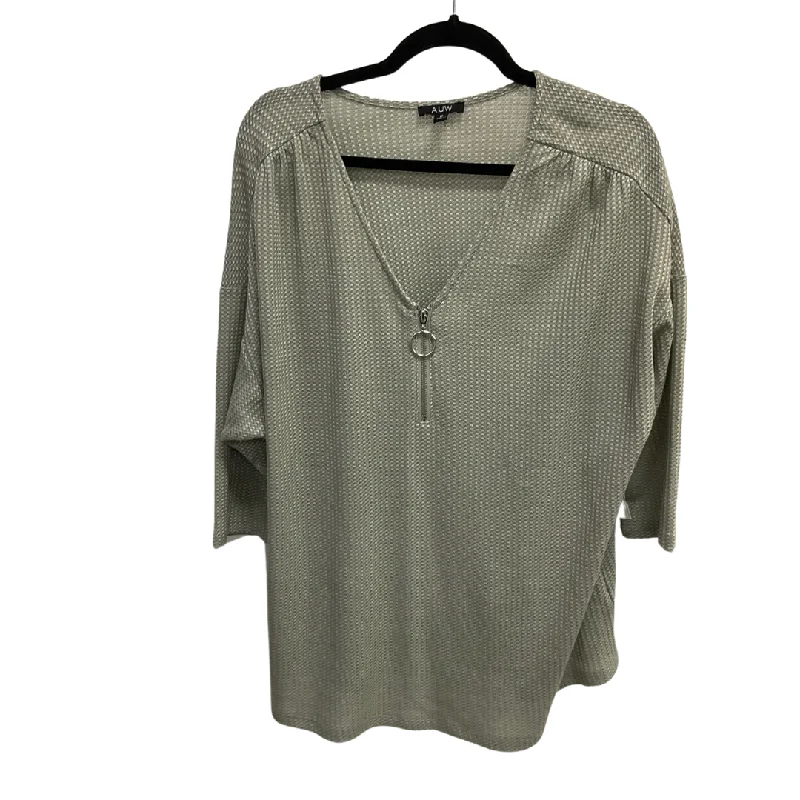 Top Short Sleeve By Auw In Green, Size: 1x Sporty Men's Athleisure 