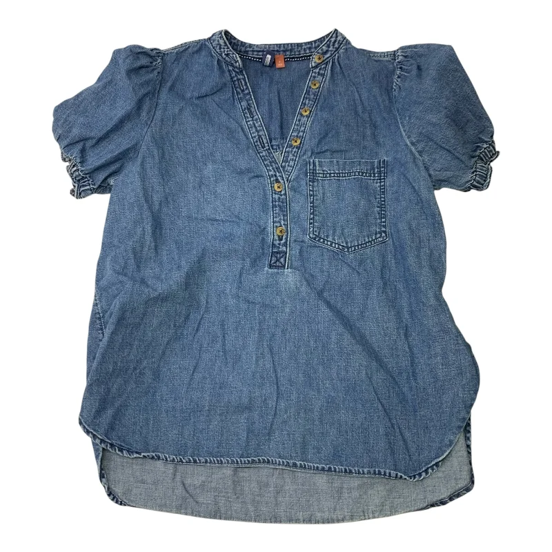 Top Short Sleeve By Pilcro In Blue Denim, Size: S British Gentleman Style