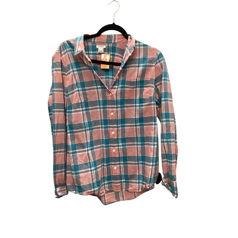 Top Long Sleeve By J. Crew In Plaid Pattern, Size: M Trendy Men's Scandinavian