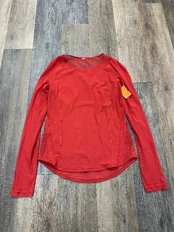 Athletic Top Long Sleeve Collar By Lululemon In Orange, Size: S Athletic Men's High