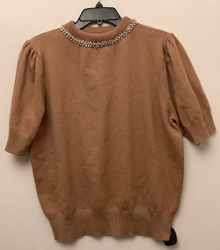 Top Short Sleeve By She + Sky In Brown, Size: Xl Sleek Men's Metallic