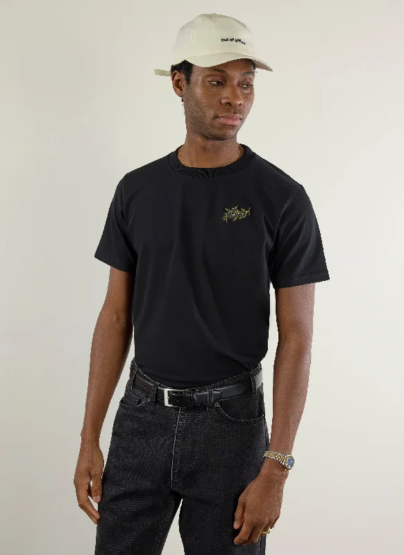 Olive T Shirt | Embroidered Organic Cotton | Black Trendy Men's Bucket