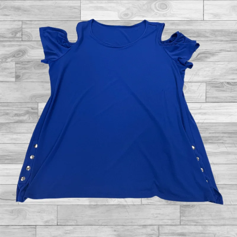 Top Short Sleeve By Jm Collections In Blue, Size: Xxl Cool Men's Distressed