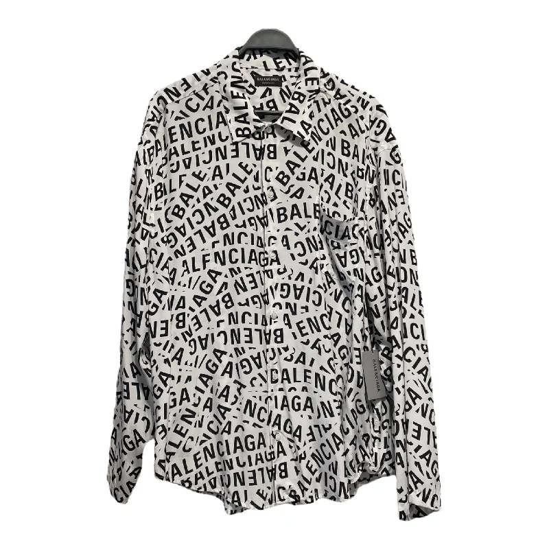BALENCIAGA/LS Shirt/38/Cotton/WHT/Monogram/ Casual Men's Short