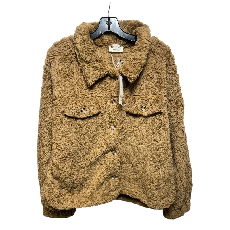Jacket Faux Fur & Sherpa By New In In Brown, Size: L Stylish Men's Tropical 