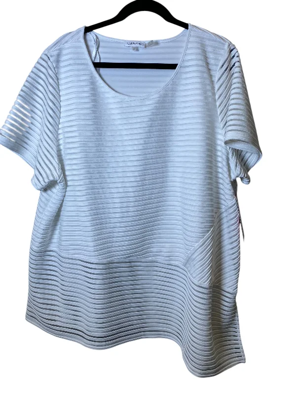 Top Short Sleeve By Calvin Klein In White, Size: 2x Casual Men's Japanese 