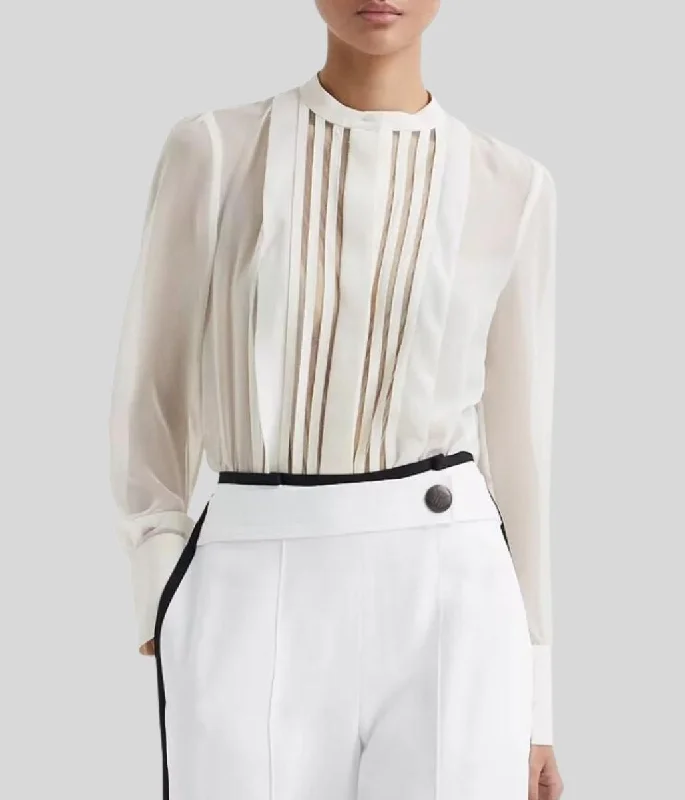 Noa Sheer Stripe Panel Blouse Gym
