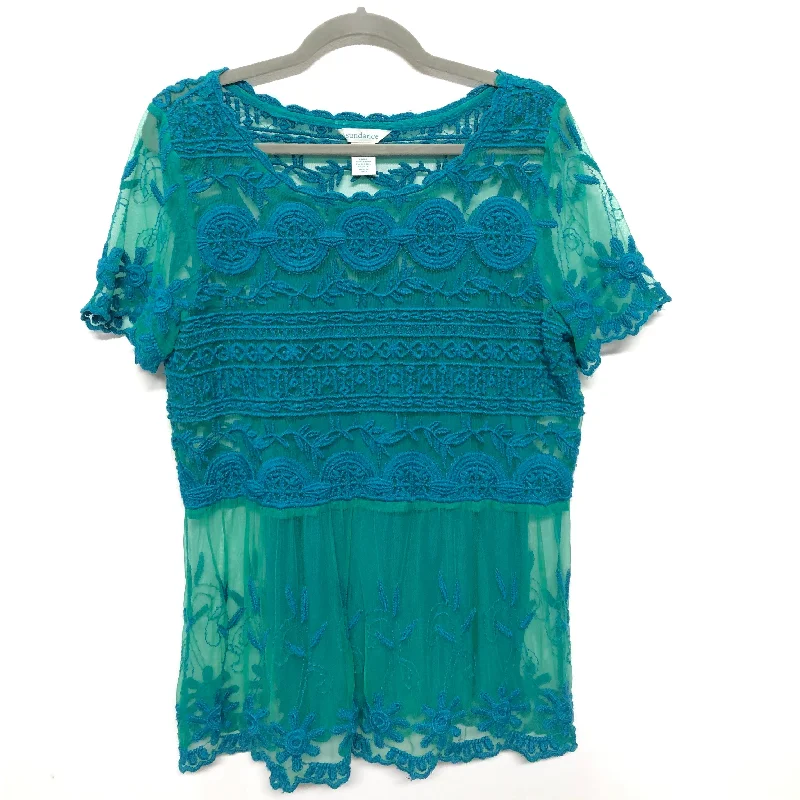 Top Ss By Sundance In Blue & Green, Size:M Polished Men's Silk