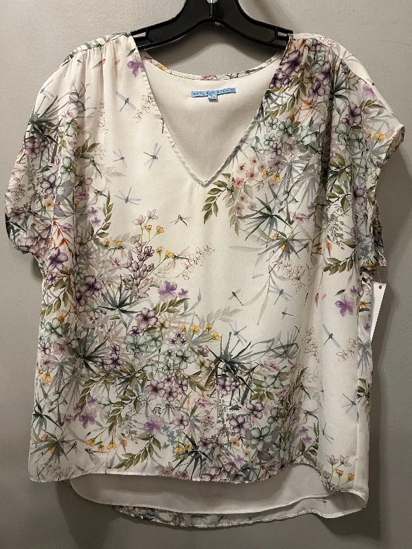 Top Short Sleeve By Antonio Melani In Cream, Size: L Modern Men's 
