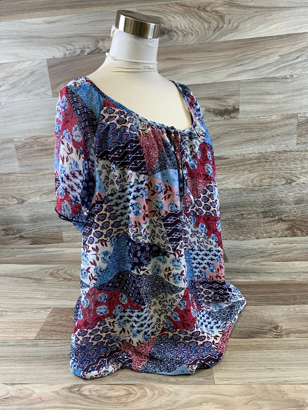 Top Short Sleeve By Westport In Blue & Red, Size: 3x Monochromatic Office Style