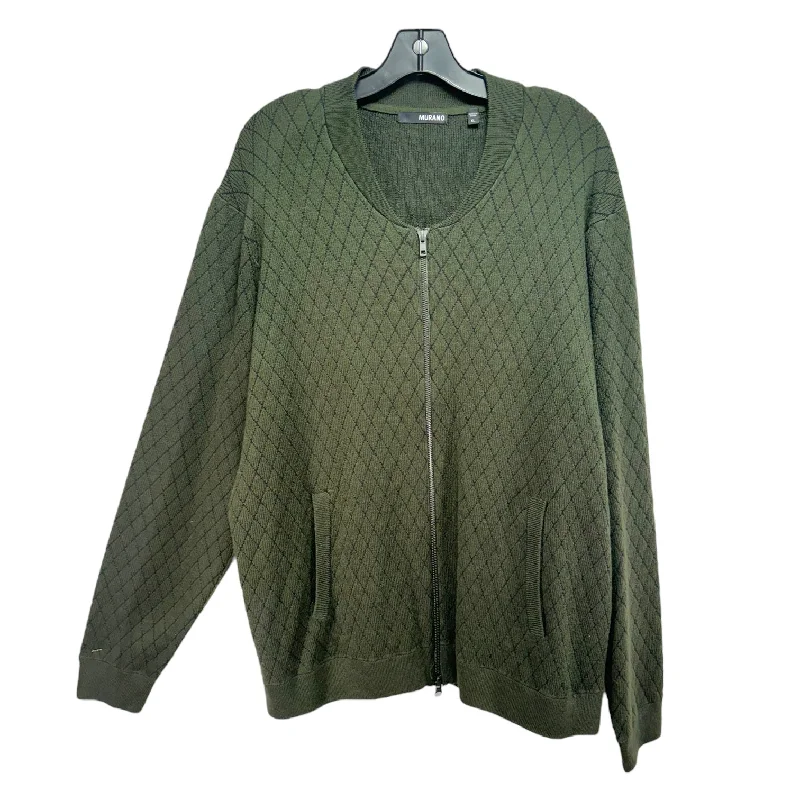 Men’s Zipper Sweater Cardigan By Murano In Green, Size: Xl Cozy Men's Winter