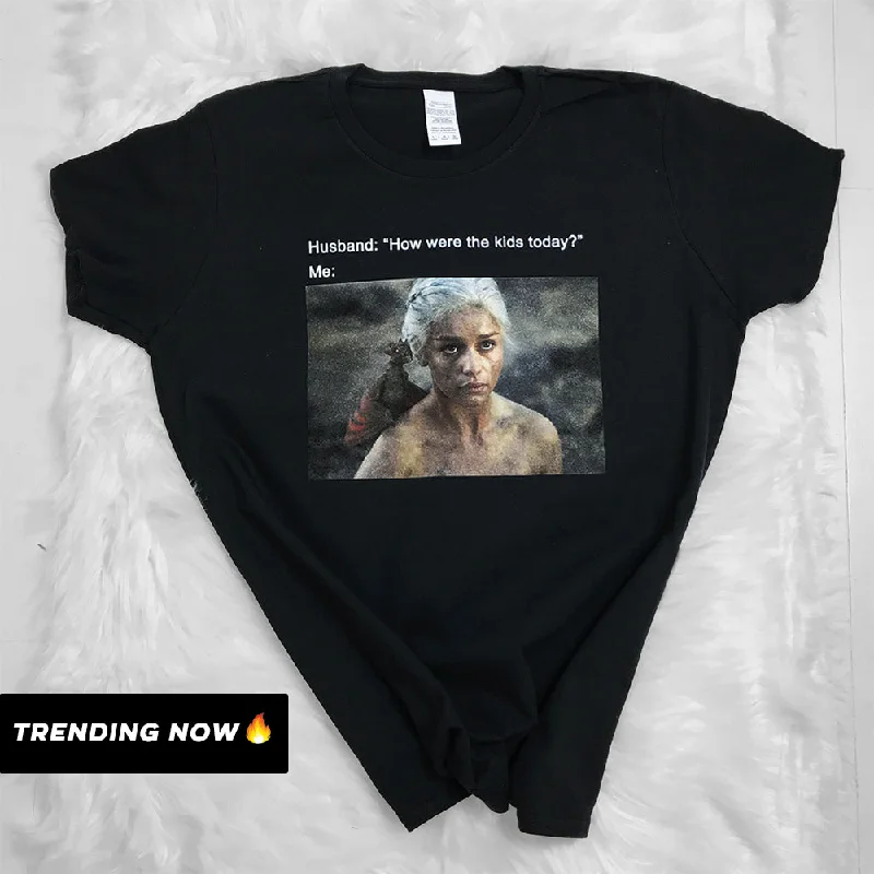 'How Were The Kids Today?' Parenting Meme Black T-Shirt (MRK X) Unique Men's Patch