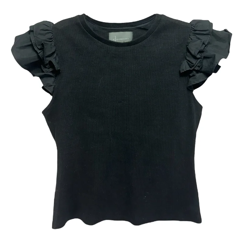 Ribbed Ruffle Top By Anthropologie In Black, Size: XS Sleek Men's Metallic