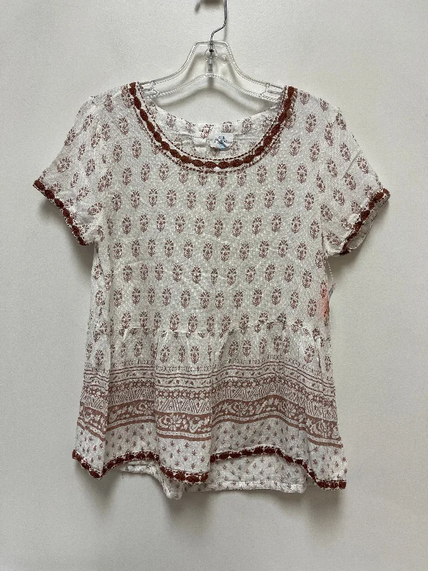 Top Short Sleeve By Sigrid Olsen In Brown & White, Size: M Tough Men's Military